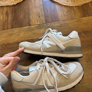 New Balance Beige Lace-Up Sneakers